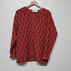 Quill's Woollen Market Wool Nordic‎ Grandmacore Cardigan Sweater Size L Ireland